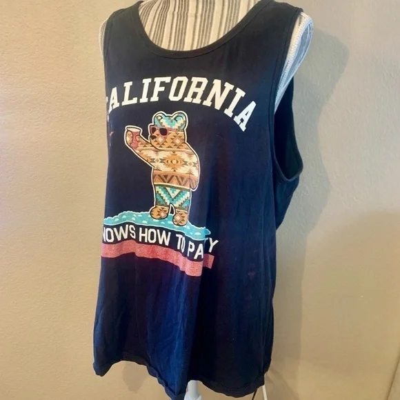 Vintage California Tank XL 100% Cotton Black Southwest Design Riot Society - Picture 7 of 14